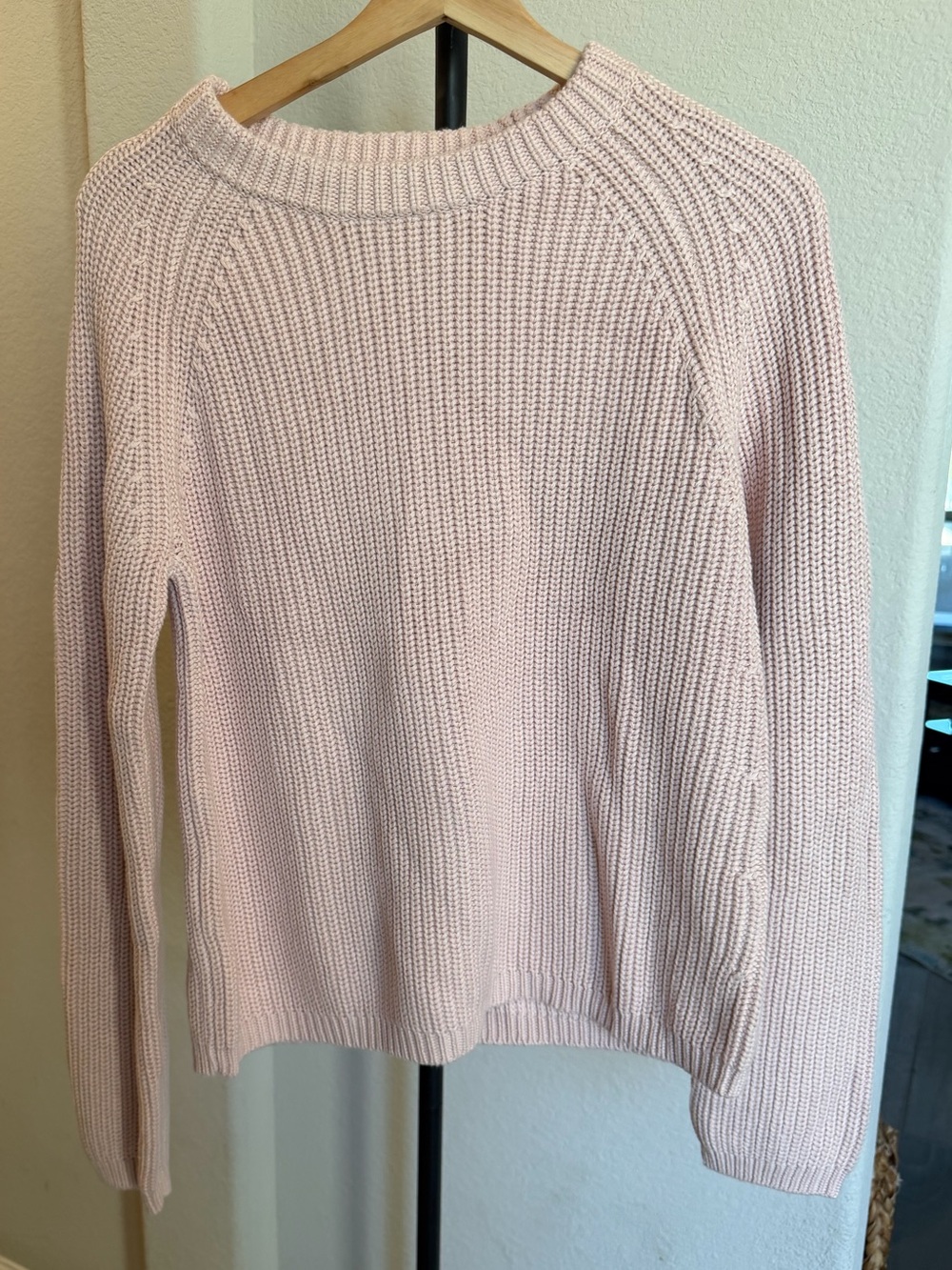 Quince 100% Organic Cotton Women's Fisherman Shell Pink Crew Neck Knit Sweater S